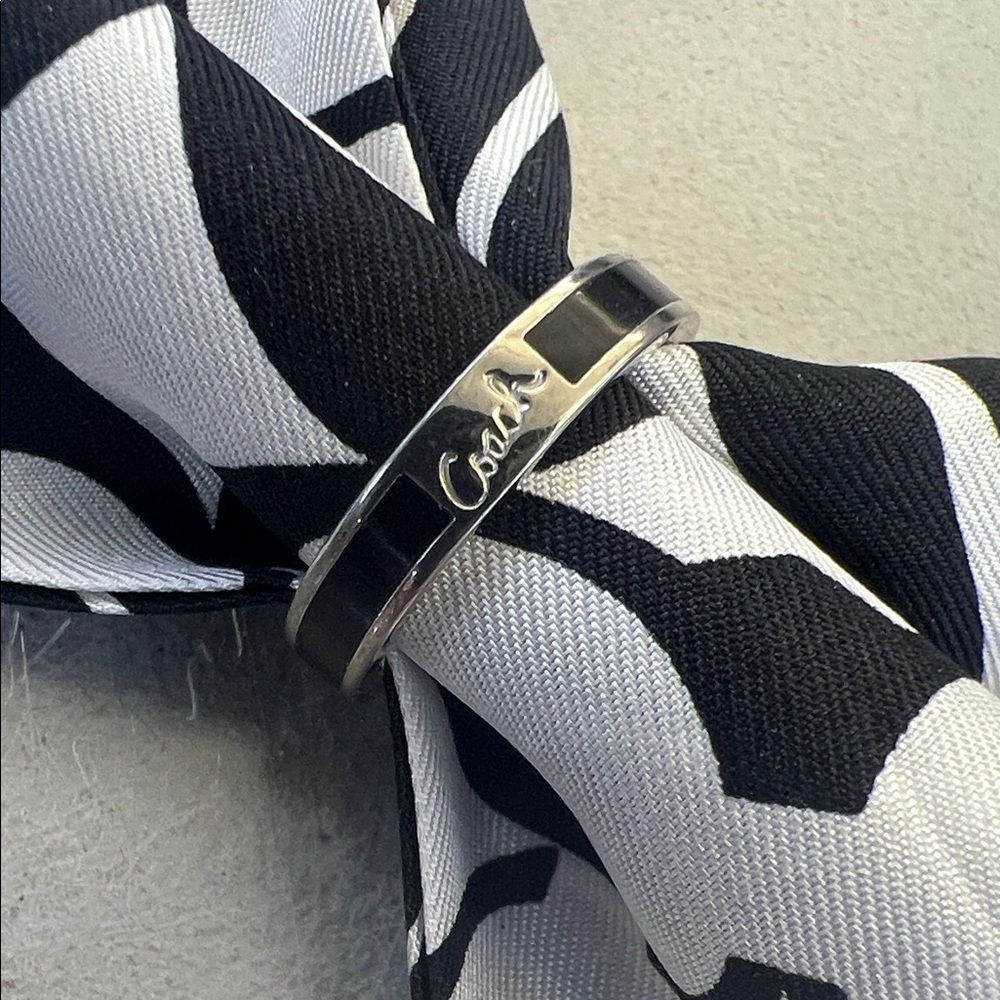 Coach Black and Silver enamel ring